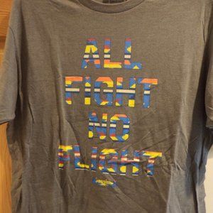 ADRENLINE Gray T-Shirt - "ALL FIGHT NO FLIGHT" 50% Cotton 50% Poly - Size: Large
